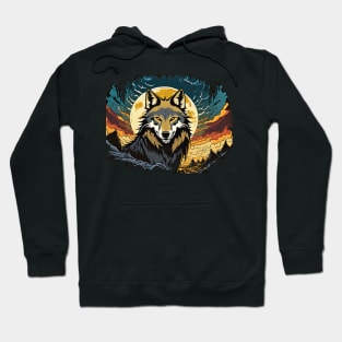 Full Moon Night with a Howling Wolf Vector Hoodie